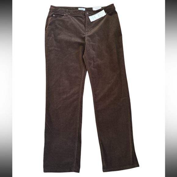NWT Tummy Slimming Corduroy 5 Pocket Pants Slimming Panels Relaxed Walnut Brown - Picture 8 of 9